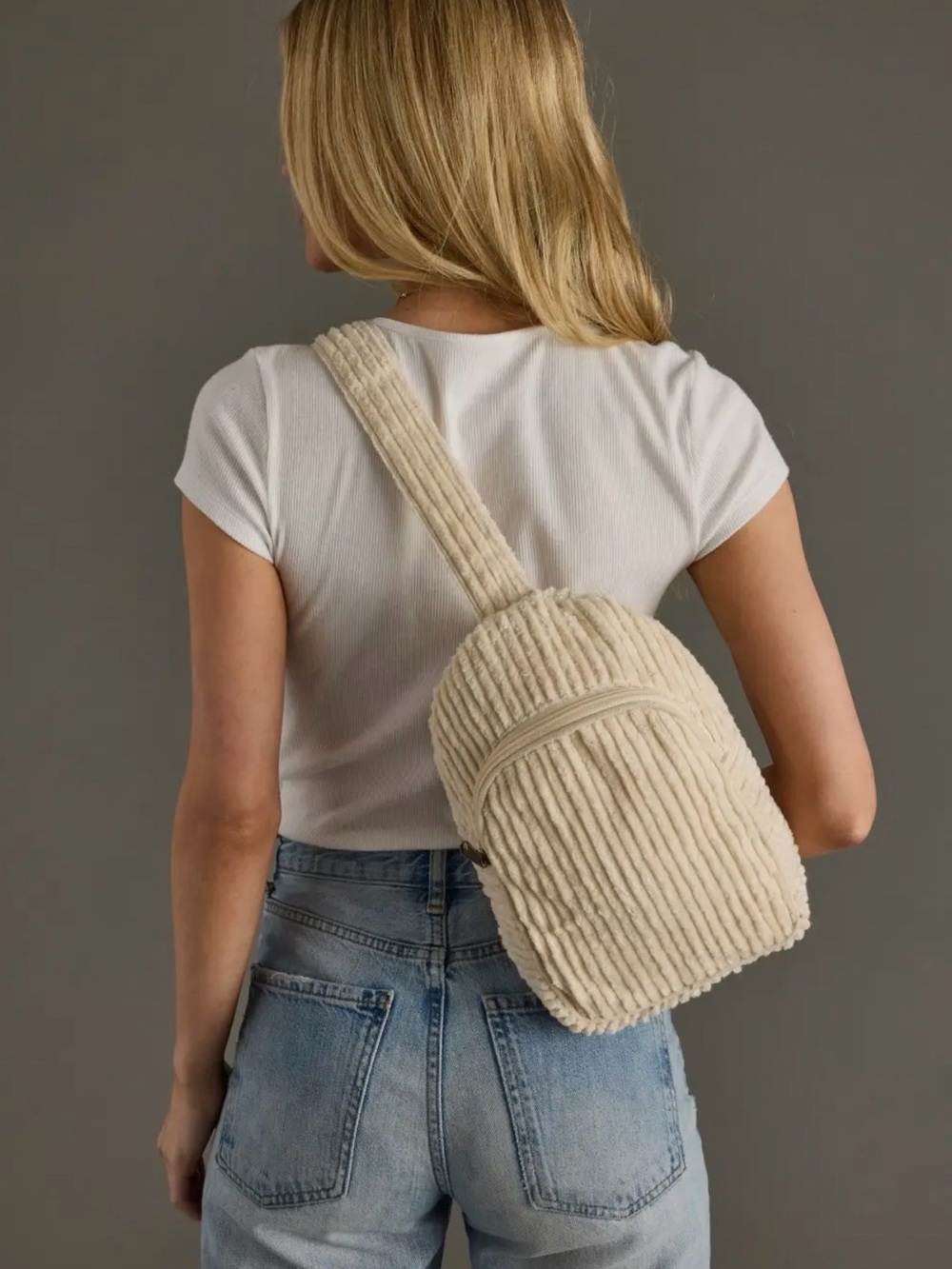 Panache Apparel Co. Cream Corduroy Sling Bag